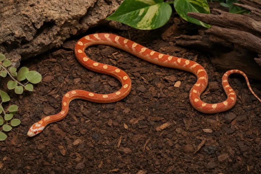 Albino-Motley-Kornnatter, Pantherophis guttatus