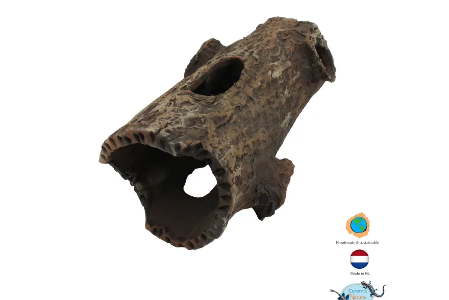 CeramicNature Log mit 3 Ästen, Baumstamm-Höhle, ca. 24 × 8 × 8 cm