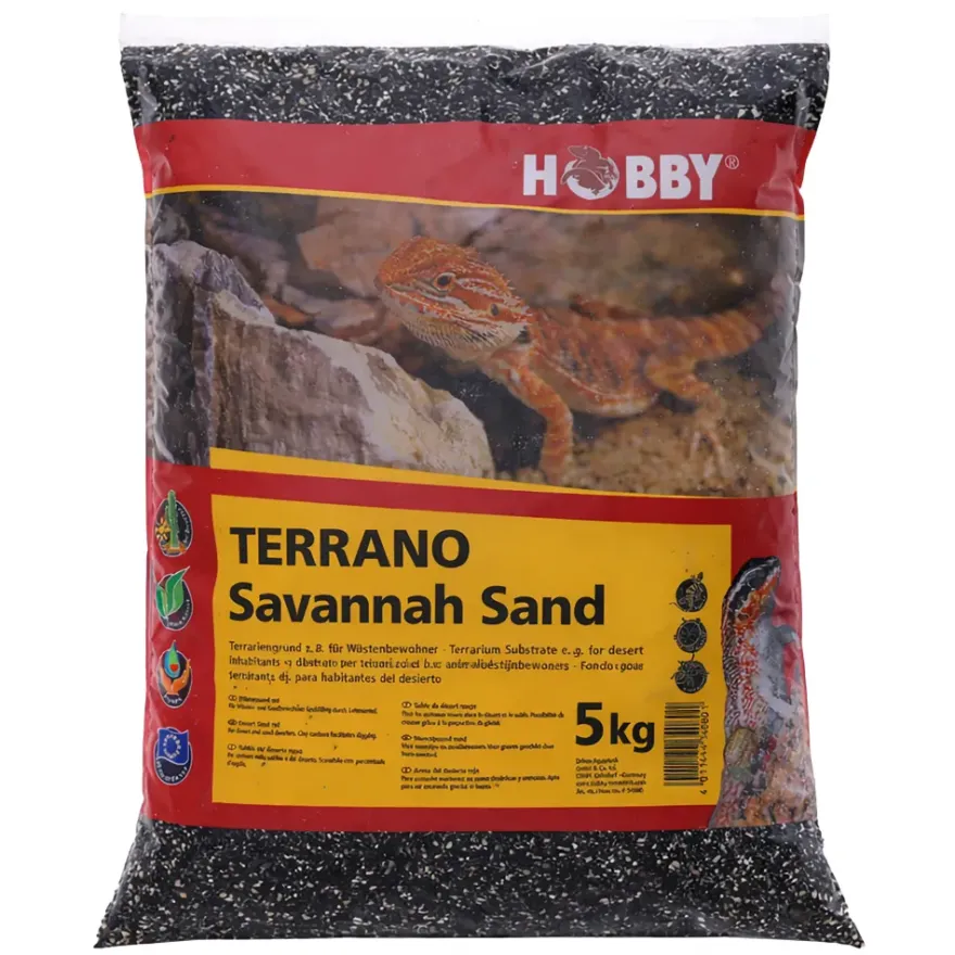 Hobby Terrano Savannah Sand, feiner schwarzer Terrariensand, 5 kg
