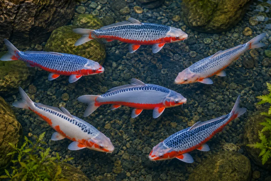 Koi Asagi (mit Rückenschuppen), Mix 7-10 cm, Cyprinus carpio