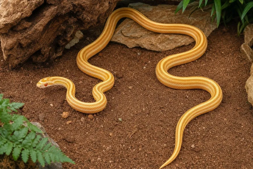 Kornnatter „Butter Motley Striped“, Pantherophis guttatus