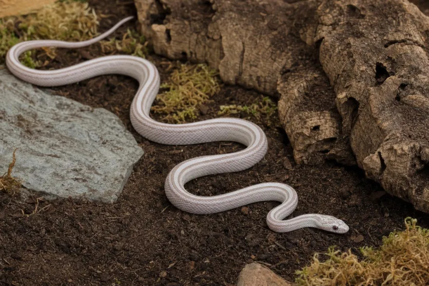 Kornnatter „Ultramel Anery Motley Tessera“, Pantherophis guttatus