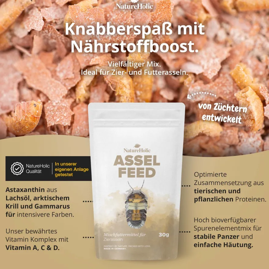 NatureHolic AsselFeed, Mischfutter für Asseln, 30 g
