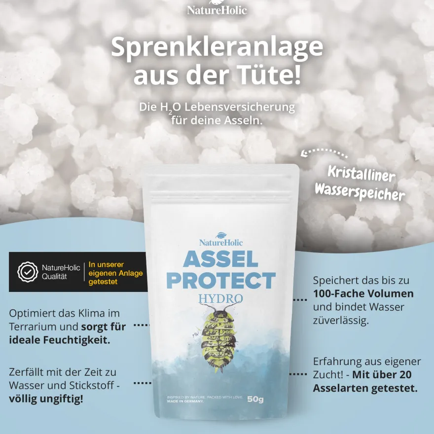 NatureHolic Assel HydroProtect, Wasserspeicher für Asselterrarien, 50 g