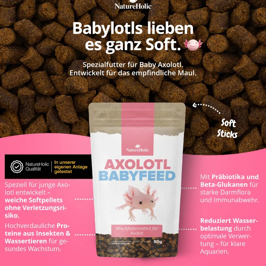 NatureHolic Axolotl Babyfeed, Jungtier Axolotl Softfutter, 50 g