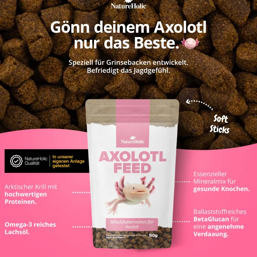 NatureHolic AxolotlFeed, Axolotl Spezialfutter, 50 g
