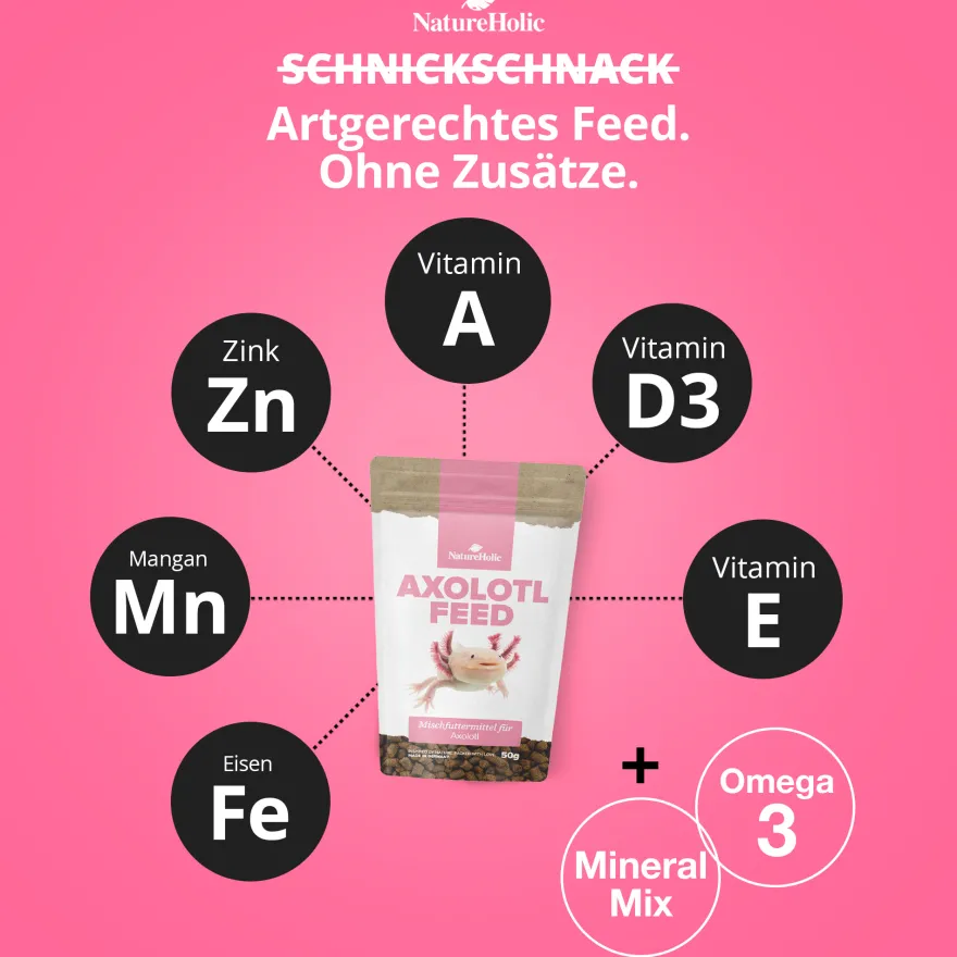 NatureHolic AxolotlFeed, Axolotl Spezialfutter, 50 g
