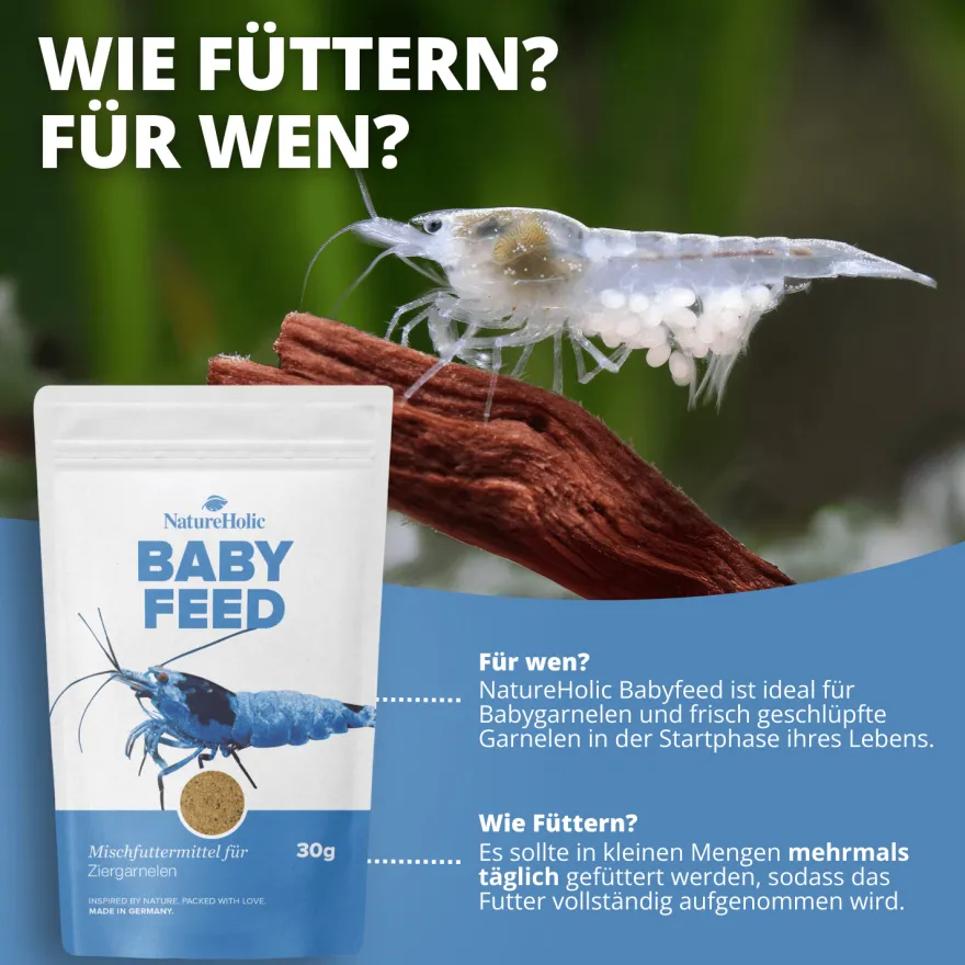 NatureHolic Babyfeed, Aufzuchtfutter für Garnelen, 30 g