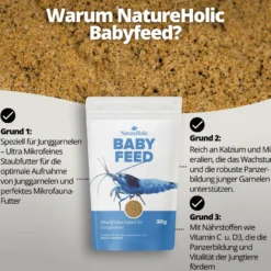 NatureHolic Babyfeed, Aufzuchtfutter für Garnelen, 30 g