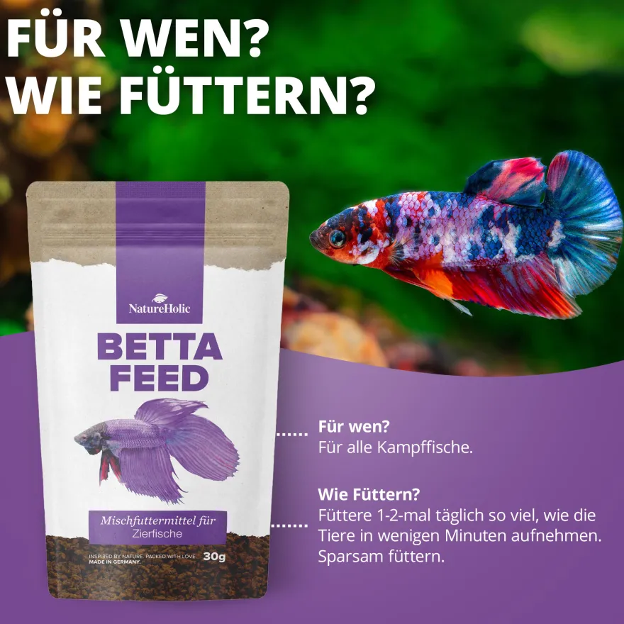 NatureHolic Bettafeed, Spezialfutter für Kampffische, 30 g