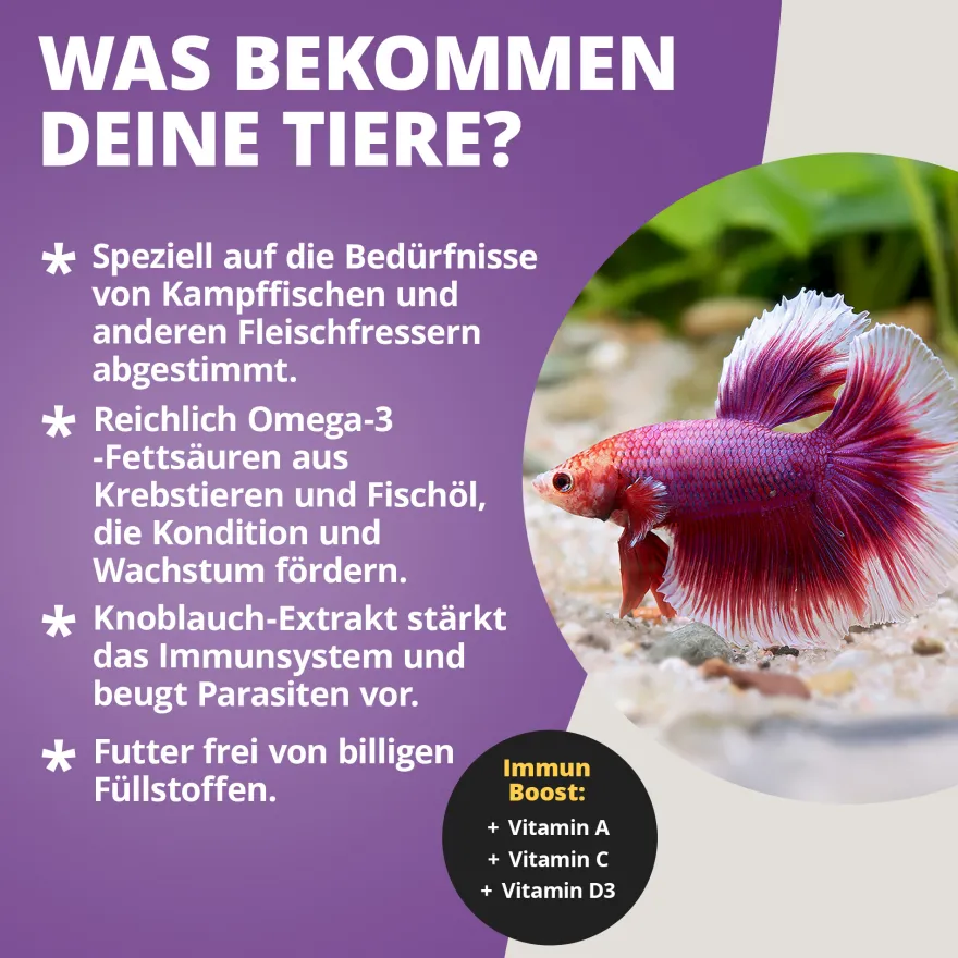 NatureHolic Bettafeed, Spezialfutter für Kampffische, 30 g