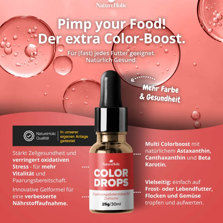 NatureHolic Color Drops, Fischfutter Zusatz für intensive Farben, 30 ml