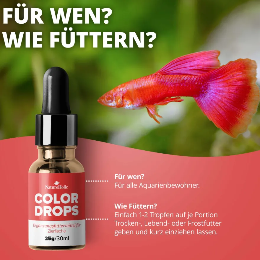 NatureHolic Color Drops, Fischfutter Zusatz für intensive Farben, 30 ml