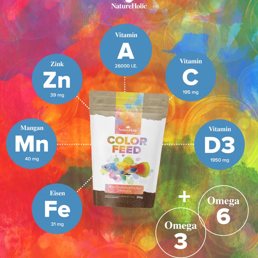 NatureHolic Color Feed, Zierfischfutter zur Farbverstärkung, 30 g