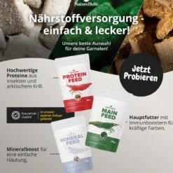 NatureHolic Futter Paket, Mainfeed + Proteinfeed + Mineralfeed, Garnelenfutter, 3 x 30 g
