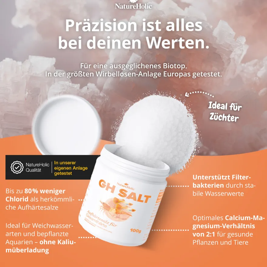 NatureHolic GH Salt, Aufhärtesalz zur Erhöhnung der Gesamthärte, 100 g