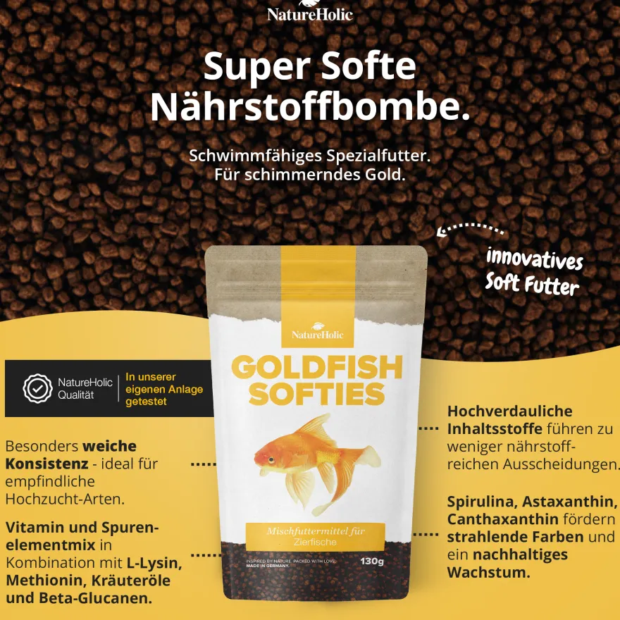 NatureHolic Goldfish Softies, Goldfischfutter, 130 g