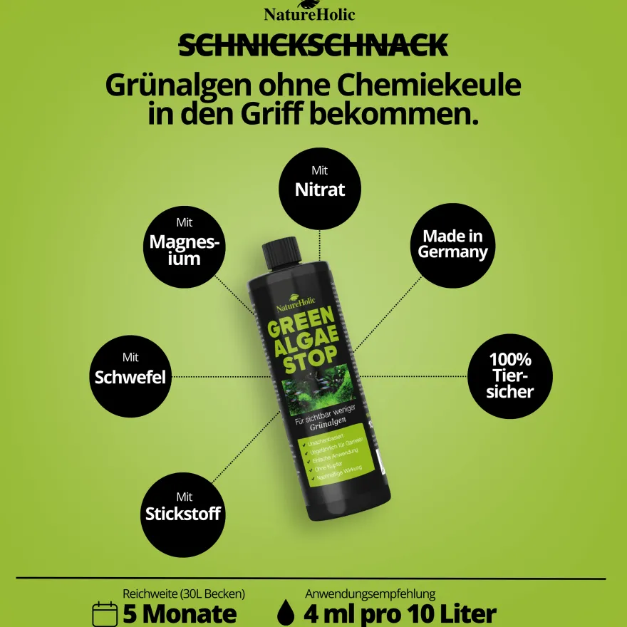 NatureHolic Green Algae Stop, Grünalgen Entferner, 250 ml