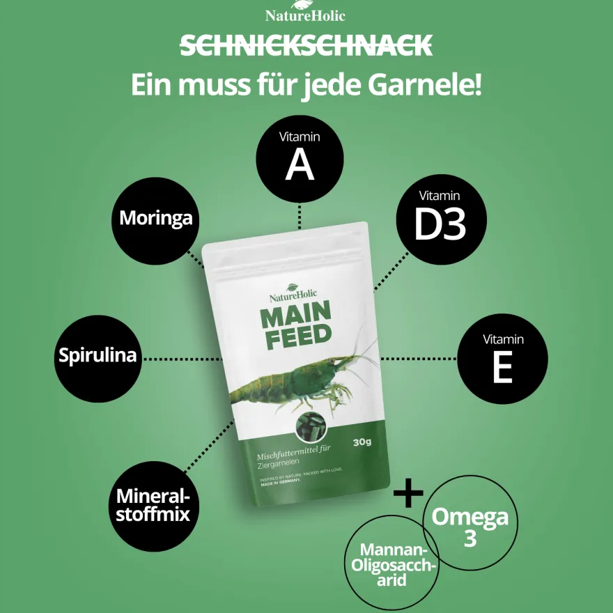 NatureHolic Mainfeed, Garnelen Futter, 30 g