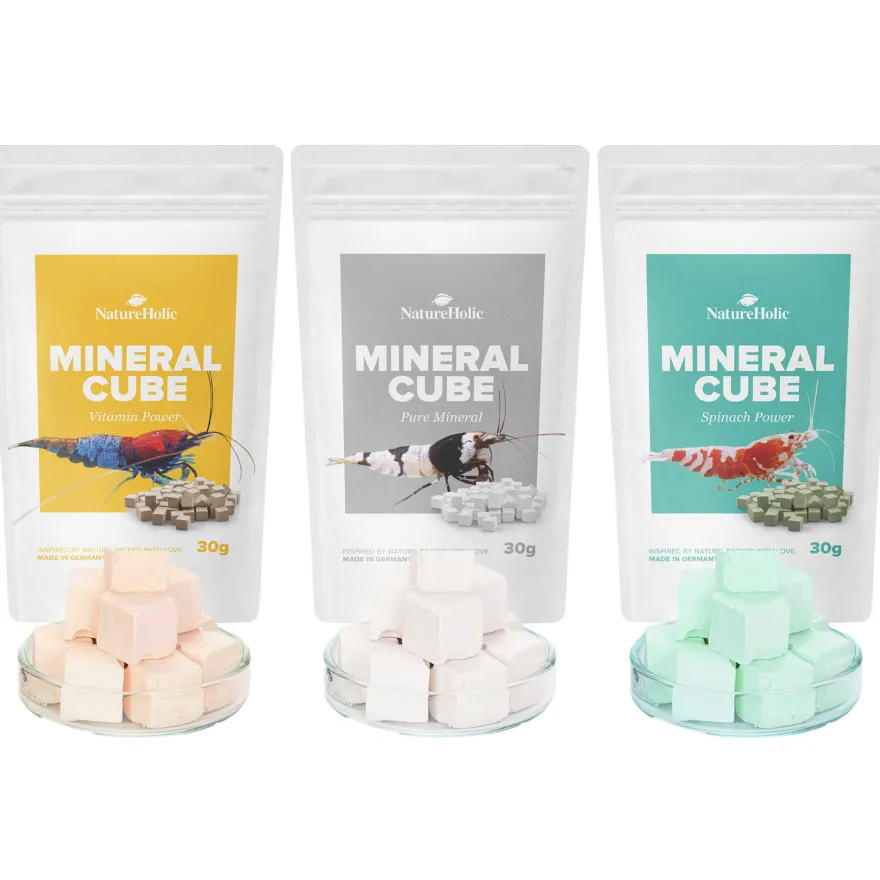 NatureHolic MineralCube Bundle, Mineralien für Garnelen, Schnecken & Krebse, 3 x 30 g