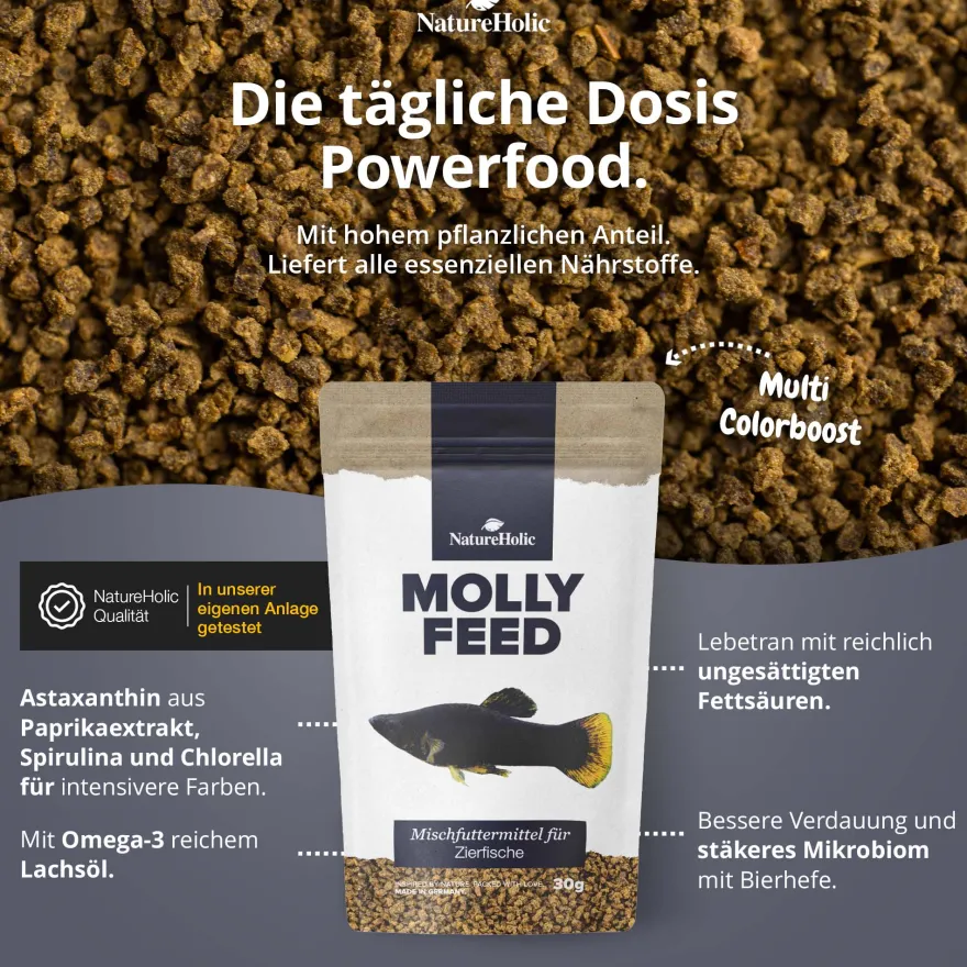 NatureHolic MollyFeed, Fischfutter, 30 g