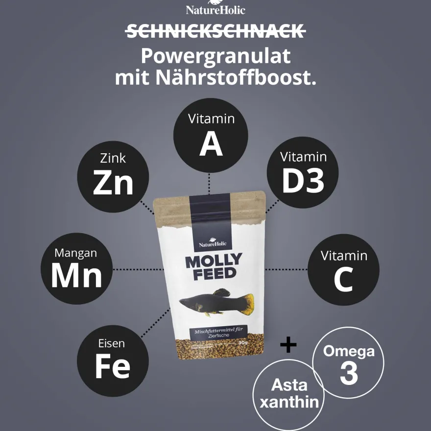 NatureHolic MollyFeed, Fischfutter, 30 g