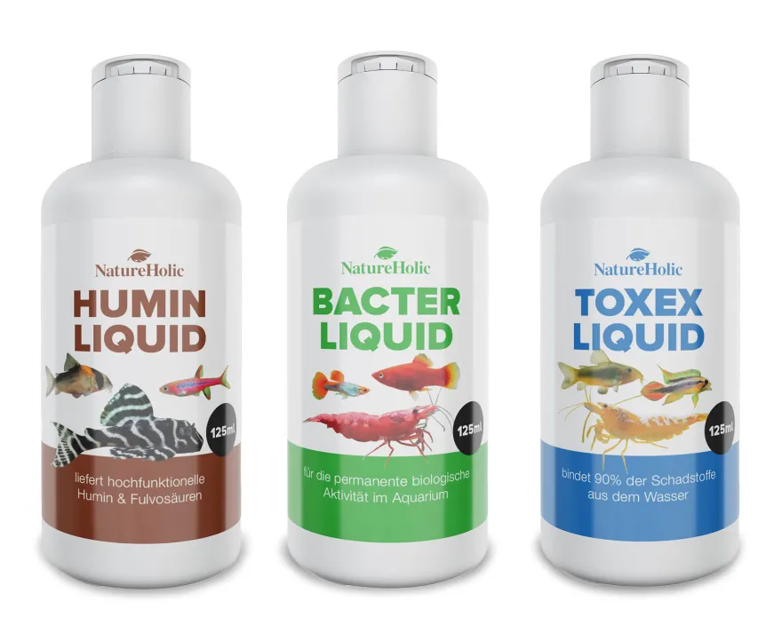 NatureHolic 3 Phasen Liquid, Aquarium Pflegeset, 3 x 125 ml