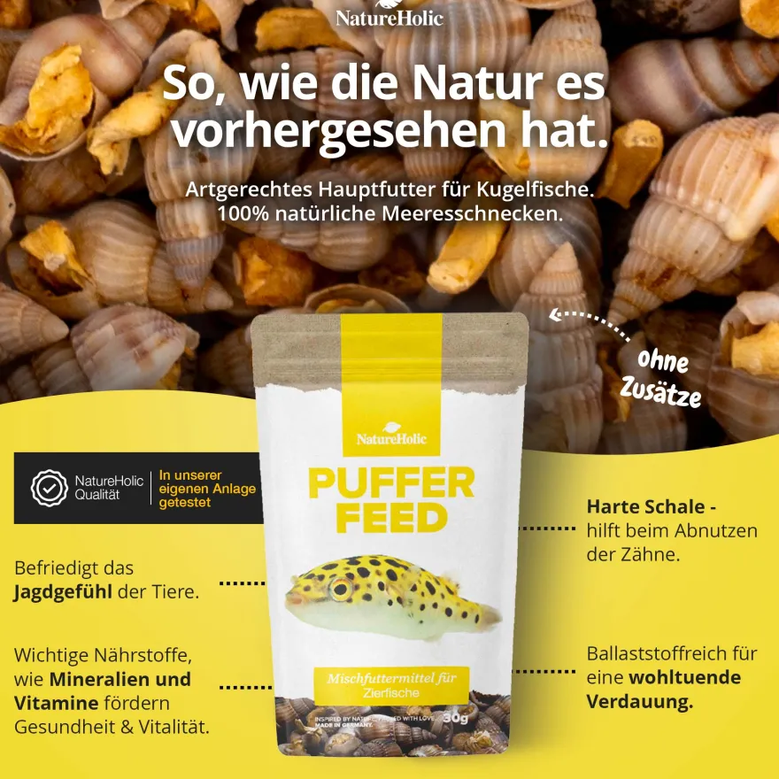 NatureHolic Pufferfeed, Schnecken für Kugelfische, 30 g