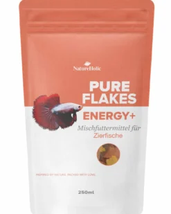 NatureHolic Pure Flakes Energy+, Futter für Fische und Wirbellose, 250 ml