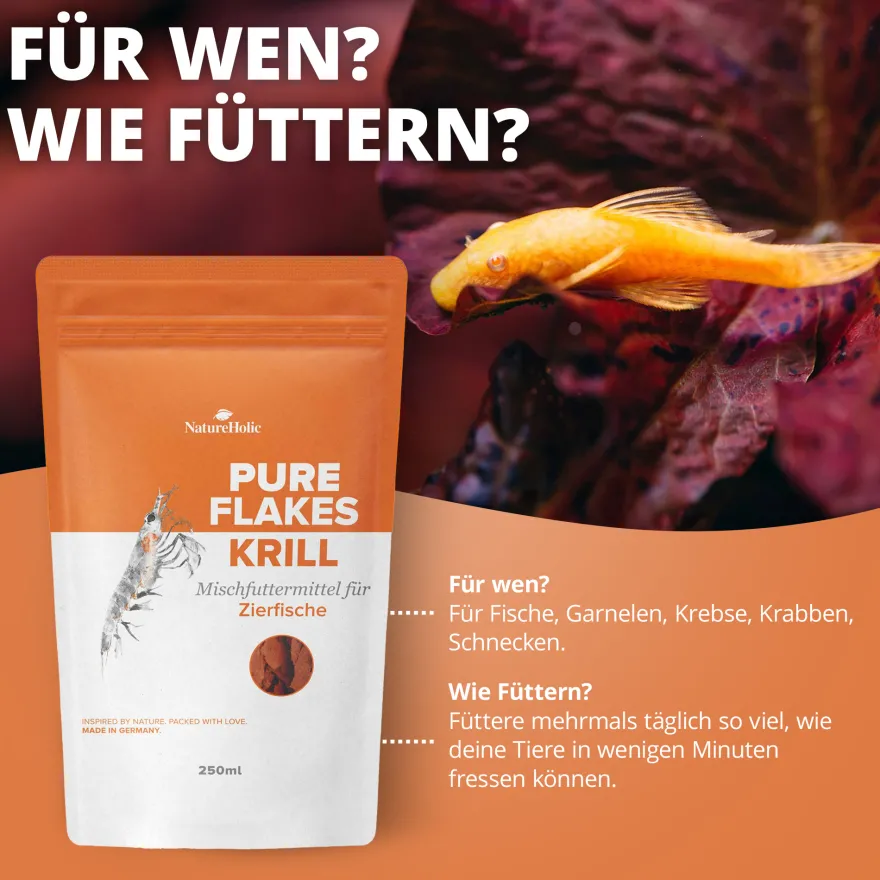 NatureHolic Pure Flakes Krill, Zierfischfutter, 30 g