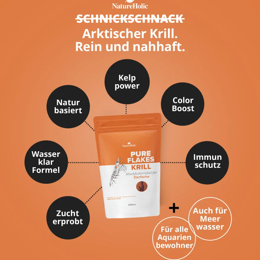NatureHolic Pure Flakes Krill, Zierfischfutter, 30 g