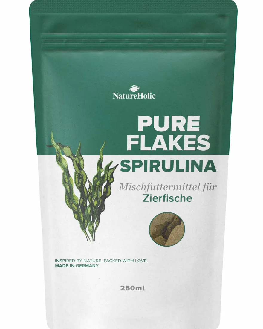 NatureHolic Pure Flakes Spirulina, Zierfischfutter, 30 g