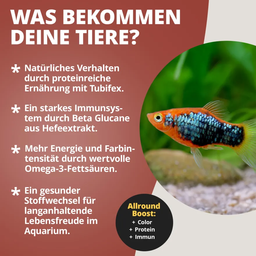 NatureHolic Pure Flakes Tubifex, Futter für Fische und Wirbellose, 250 ml