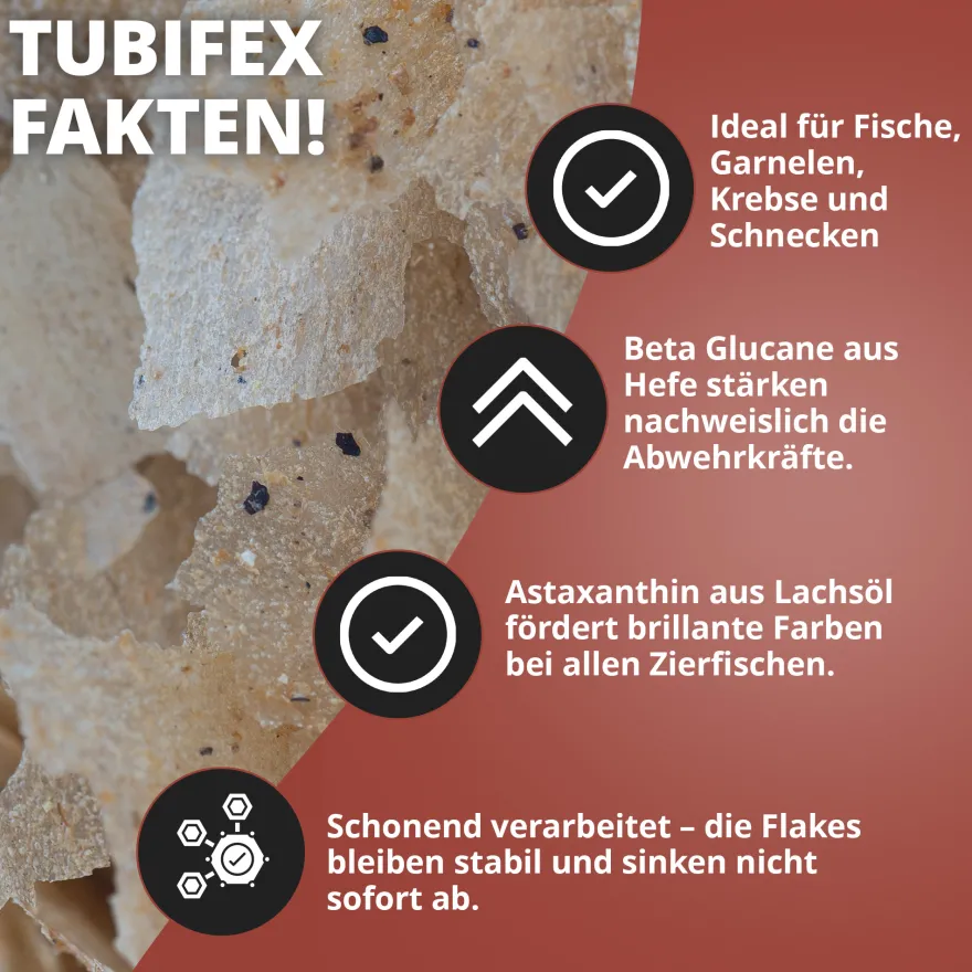 NatureHolic Pure Flakes Tubifex, Futter für Fische und Wirbellose, 250 ml