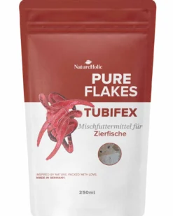 NatureHolic Pure Flakes Tubifex, Futter für Fische und Wirbellose, 250 ml