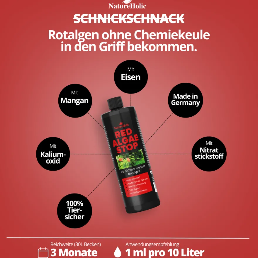 NatureHolic Red Algae Stop, Rotalgen Entferner, 250 ml