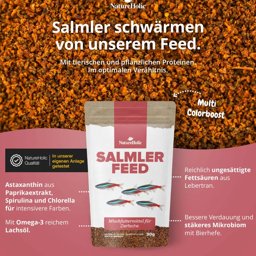 NatureHolic SalmlerFeed, Hauptfutter-Granulat, 30g