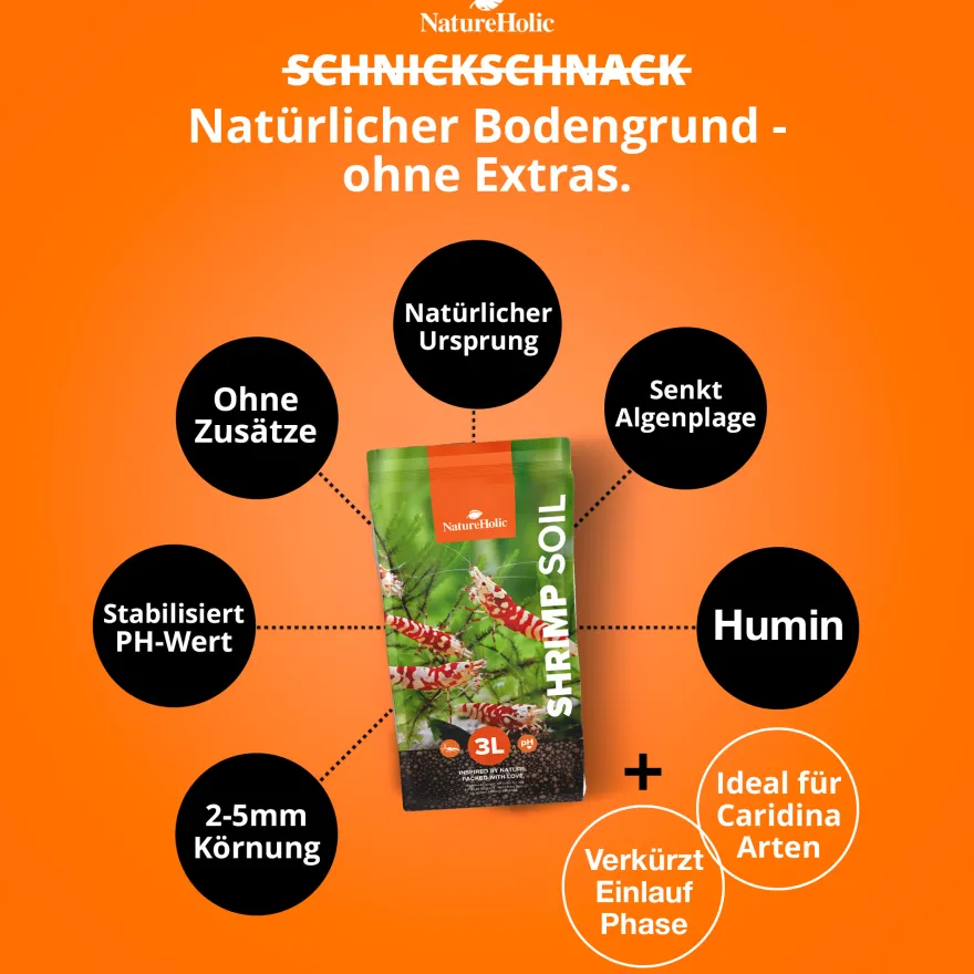 NatureHolic Shrimp Soil, Spezial Bodengrund, 3 Liter