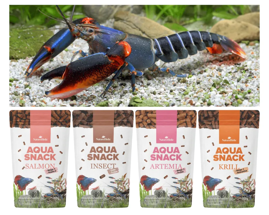 NatureHolic Snackbundle für Flusskrebse, Insect, Krill, Artemia & Salmon, 4 x 30 g
