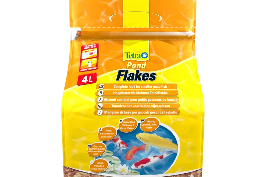Tetra Pond Flakes, Hauptfutter-Flocken, 4 Liter