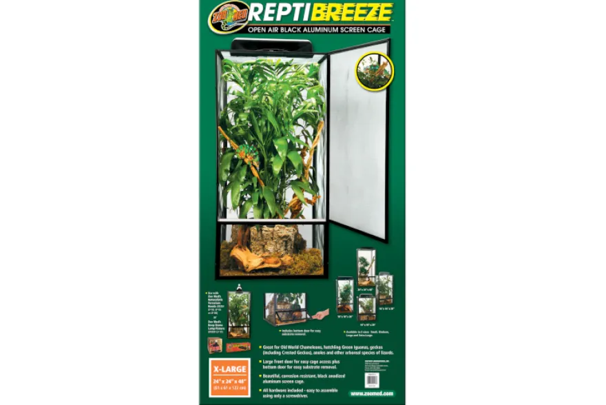 Zoomed ReptiBreeze Alum Screen Cage, Terrarium, 61x61x122 cm
