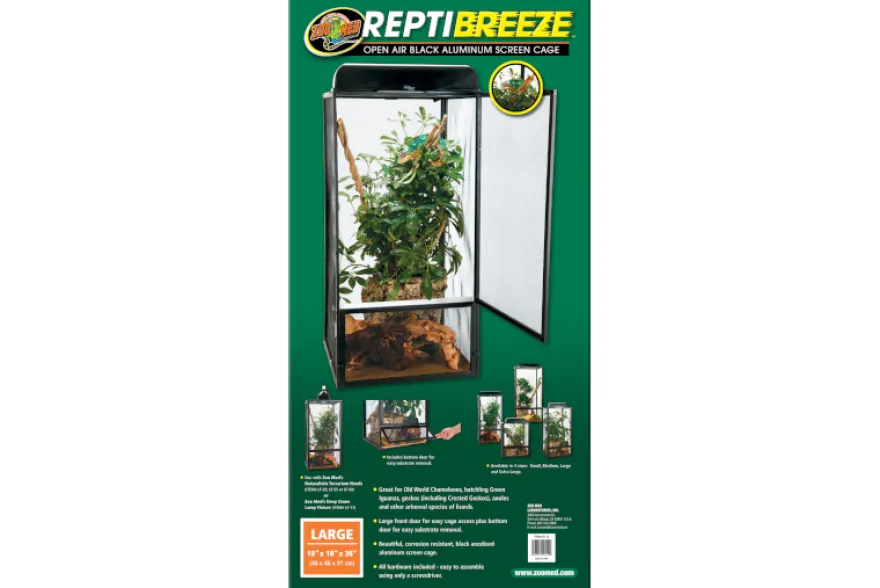 Zoomed ReptiBreeze Alum Screen Cage, Terrarium, 46x46x92 cm